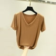 thumbnail image 2 of Timegard Tops for Women V Neck Short Sleeve Loose Comfy Tee Casual Solid Color Breathable Top Blouse, 2 of 4