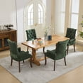 thumbnail image 6 of SESSLIFE Dining Chair with Arms, Upholstered Chenille Kitchen & Dining Room Chairs with High Back, Nailhead Trim and Wood Legs, Fabric Tuft Dining Chair for Home, Green, 6 of 8
