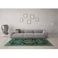 thumbnail image 3 of Ahgly Company Machine Washable Indoor Square Animal Turquoise Blue Traditional Area Rugs, 7' Square, 3 of 4