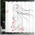 thumbnail image 4 of Ambesonne Animal Shower Curtain, Girl Flowers Butterfly, 69"Wx75"L, Charcoal Grey Vermilion, 4 of 5