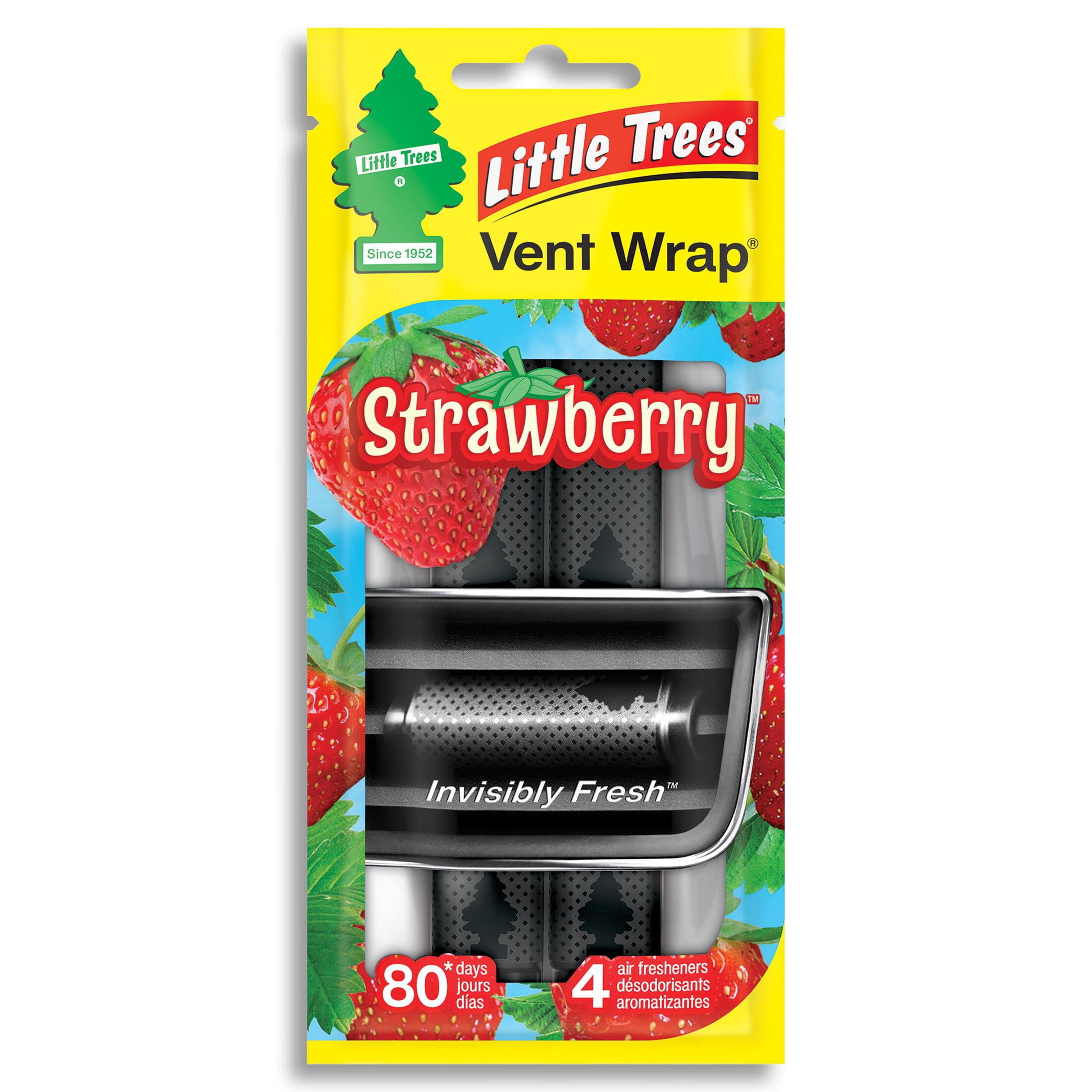 (2 pack) Little Trees Air Freshener Vent Wrap Strawberry Fragrance 4-Pack