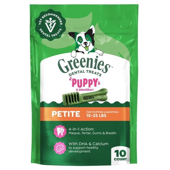 Greenies Natural Dental Puppy Treats Petite Size, Chicken Flavor, 6 oz Pack (10 Count)