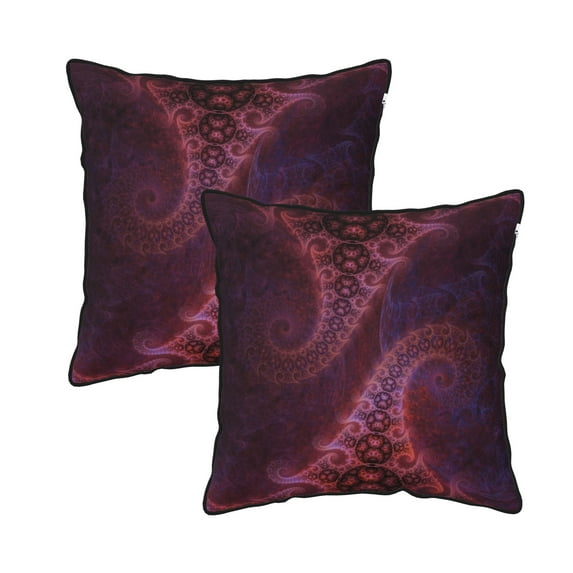 Velvet Decorative Throw Pillow Covers Set of 2, Soft Square Cushion Cover with Invisible Zipper Future Galaxy Fractal Particles Printing, 20"x20"