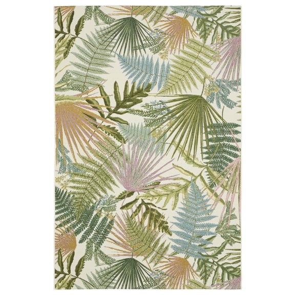 Woven Trends Bellflower - 1091X - Tropical Coastal Style, Floral Pattern, Fade Resistant & Family Friendly, Living Room, Kitchen, Office, High Pile Polypropylene Area Rug in Green - 2' x 3'