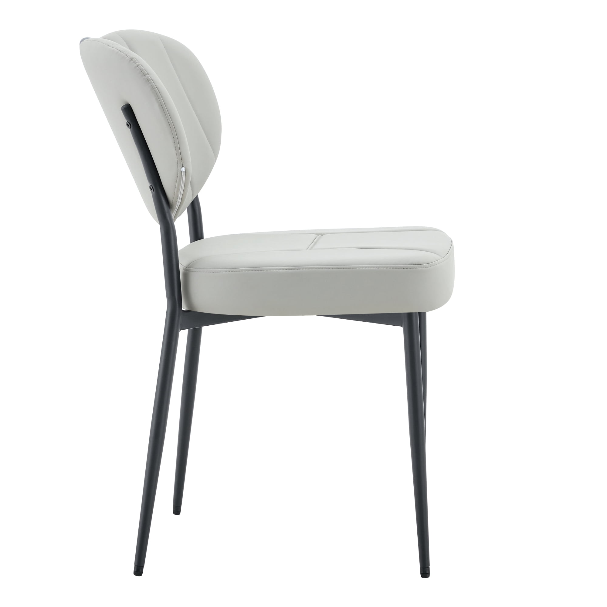 Leumius Dining Chairs Set of 2, Premium Leather Upholstered Dining Room Chairs, High-Resilience Sponge Padding, Metal Legs with Spray Coating Finish for Dining Room Living Room Gray