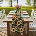 thumbnail image 4 of Yellow Sunflowers Table Runner, Summer Botanical Elegant Pastoral Bees Washable Cotton Linen Table Runners 60 Inches Long, Dresser Scarf Runner for Coffee/TV Stands/Kitchen/Cabinets 13''x60'', 4 of 9