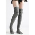 thumbnail image 6 of Women's Cable Knitted Thigh High Boot Socks Extra Long Winter Stockings Leg Warmers Socks Solid Color Over-the-Knee Socks Winter Leg Warmers Holiday Gift, 6 of 7