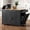 Black, variant on Fluted Kitchen Island with Rubber Wood Top, Trash Can Storage, Power Outlet, 3 Drawers & Open Side Racks, Mobile Kitchen Cart on 5 Wheels for 10 Gallon Garbage Bin, Grey(Blue)