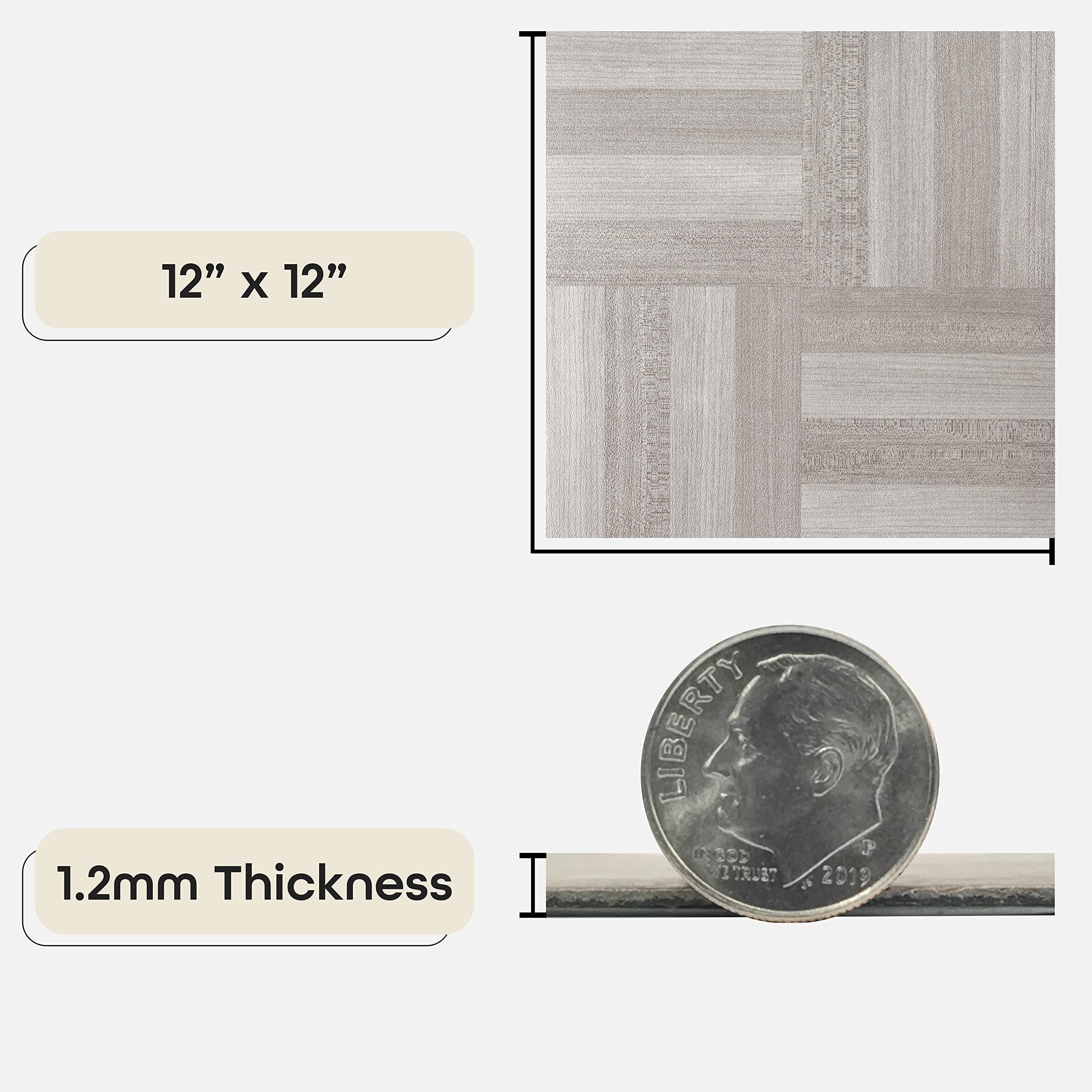 Nexus Self Adhesive 12-inch Vinyl Floor Tiles  20 - 12" X Ash Grey Wood Pattern Peel & Stick Diy Flooring For Kitchen Dining Room Bedrooms Bathrooms By Home Decor