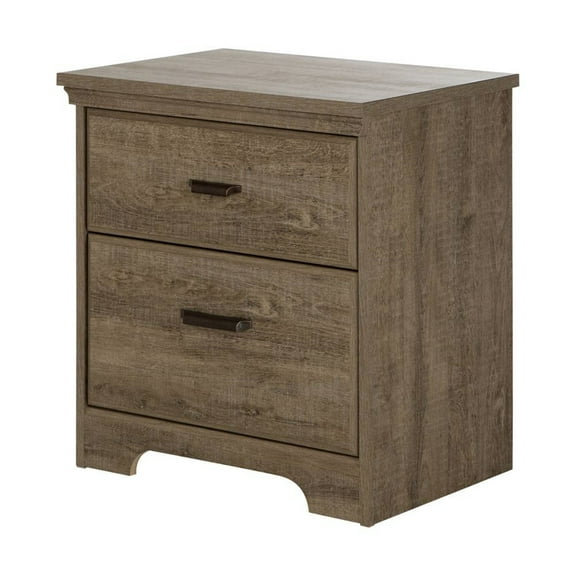 HomeStock Southwestern Sanctuary 2-Drawer Nightstand - 17"D x 23.5"W x 25"H, Weathered Oak Finish, Rectagular, Freestanding, Laminated Finish
