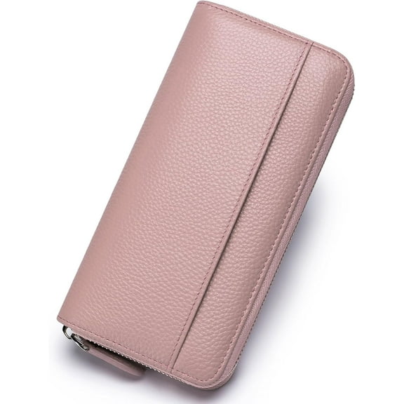 Large Capacity wallets for women RFID Blocking Leather Long Zipper Clutch Wallet with 18 Card Slots & coin Pocket