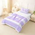 thumbnail image 2 of Erosebridal Glitter Print Bow Letter M Twin Comforter Sets for Girls, Purple Stripes Ribbon Bedding Set, Reversible, 2-Piece, 2 of 6