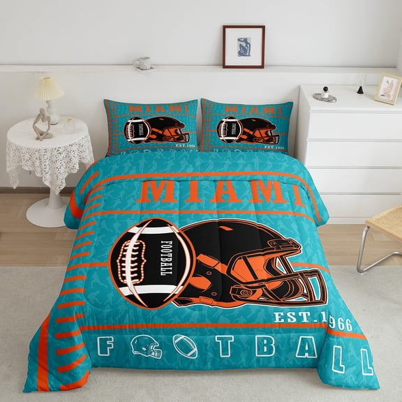 Erosebridal Football Player Comforter Sets Twin Size, Blue Comforters & Duvets, Modern Ball Game Decor, 2 Pieces