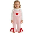 thumbnail image 2 of Toddler Girls' Cute Valentines Jumpsuit Embroidery Sleeveless Overalls Flared Legs Pants Toddler Summer Clothes Girls Size 18-24 Months, 2 of 4