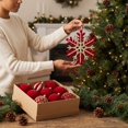 thumbnail image 6 of Dreisshy Christmas Balls Ornaments for Christmas Tree 10Pcs, Flocked Christmas Bulb Ornaments Set - Decorative Hanging Baubles, Shatterproof Christmas Decorations, Red, 6 of 7