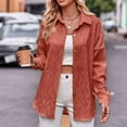 thumbnail image 6 of Diufon Long Sleeve Shirts for Women Fall Casual Solid Color Coats Lapel Collar Button Tops, 6 of 7