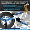 thumbnail image 5 of Mega Cargo Control USA 4 Pack 2" x 10' Side Mount Wheel Net Tie Down w/ Ratchet Lasso Strap J Hook WLL: 3333 lbs Blue, 5 of 7