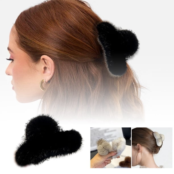 Mink Velvet Hair Barrettes - Material suave, todo tipo de cabello, clip seguro, para un peinado sin esfuerzo Viajes diarios