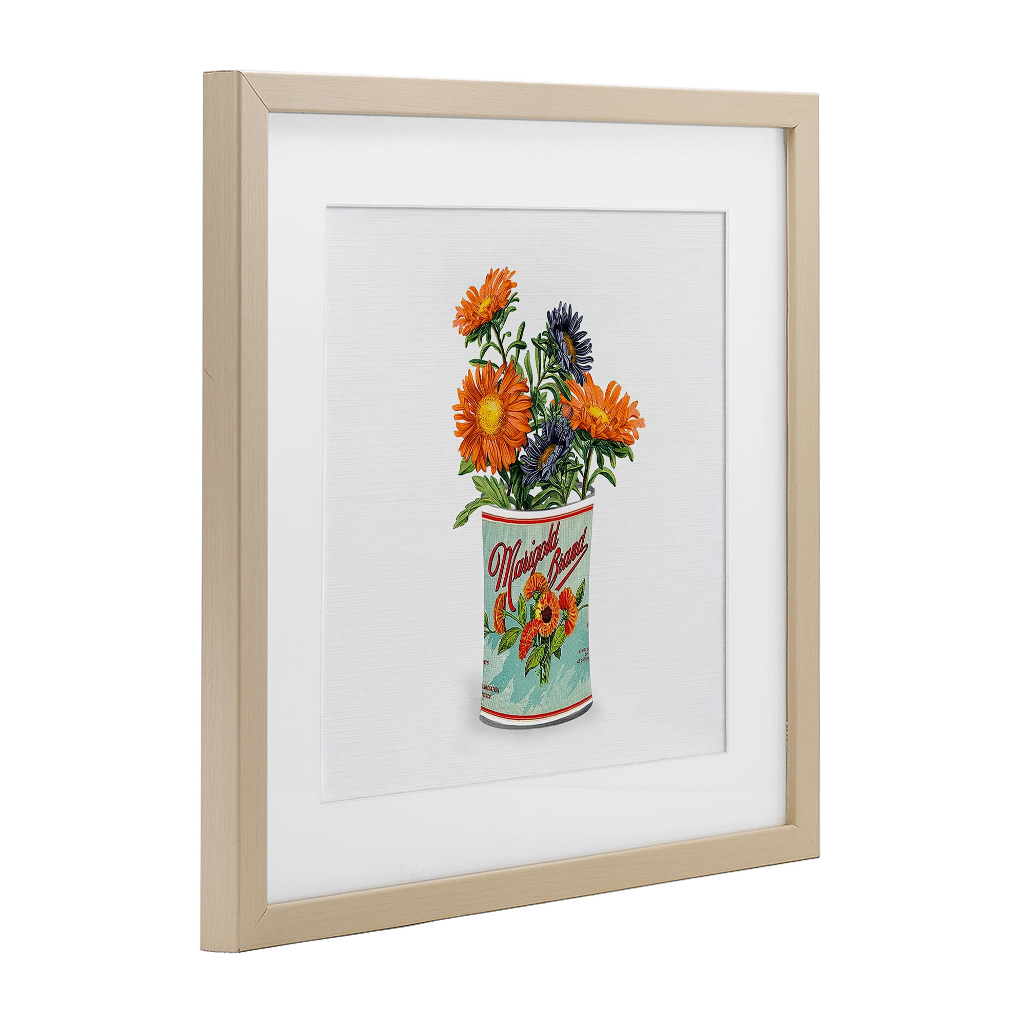 Stupell Industries Nostalgic Marigold Tin Bouquet Birch Framed Print Under Glass, design by Val Rhodes