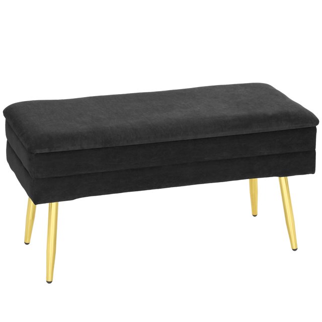 HOMCOM End of Bed Bench, Upholstered Bedroom Bench with Storage, Black