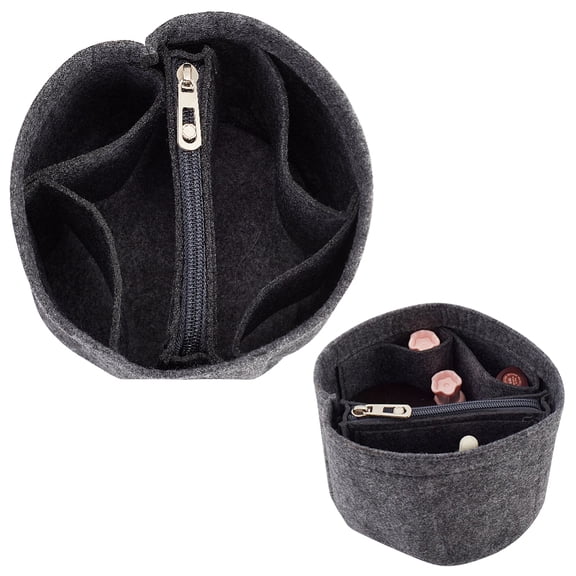 Felt Purse Organizer Insert Black (Round 5.1x4.65in) Materials Efficient Storage Practical Design for Cannes Other Bucket Bags