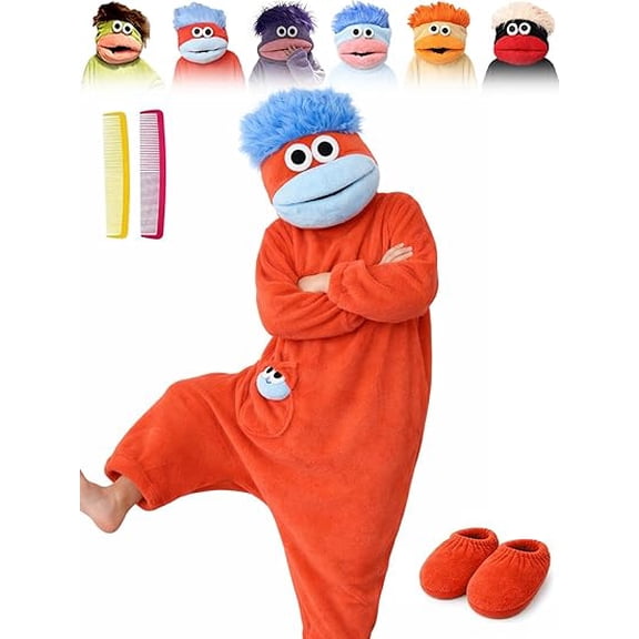 Mouth Monster Onesie for Adults - 2026 Funny Snuggly Fleece Pajamas, Hilarious Oversized Hood Design for Cozy Lounging at Home (XXL, Red)