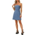 thumbnail image 2 of INSPIRE CHIC Robe Tube en Denim Sans Bretelles Sans Manches pour Femme Robe Courte G Bleu Pâle, 2 of 6