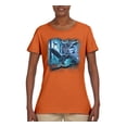thumbnail image 2 of Owl Flying at Nihght In Front of the Moon Animal Lover Womens Graphic T-Shirt, Orange, Large, 2 of 3