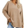 thumbnail image 2 of CFLVAEK Oversized Tshirts for Women Loose Fit Waffle Knit Round Neck Pullover Tops Solid Drop Shoulder Long Sleeve Sweatshirts Coffee M, 2 of 8