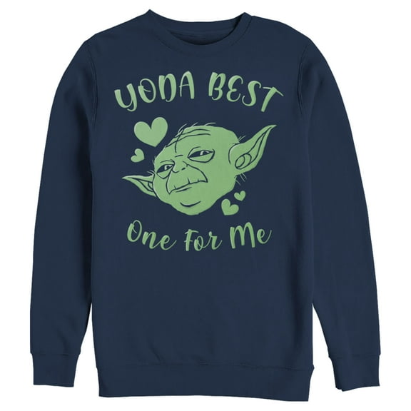 Men's Star Wars Valentine's Day Yoda Best One for Me Sweatshirt Navy Blue Medium