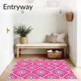 thumbnail image 3 of ODIKA 4'x6' Machine Washable Non-Slip Area Rug, Scandinavian Frosted Starburst Hook Art Motif High Traffic Rug, Pink, 736302, 3 of 7