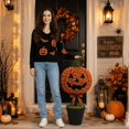 thumbnail image 3 of Luckky Artificial Pumpkin Topiary Tree,27.56 Inch Brown Boxwood Potted Plant,Halloween Thanksgiving Indoor Outdoor Festive Decor, 3 of 6
