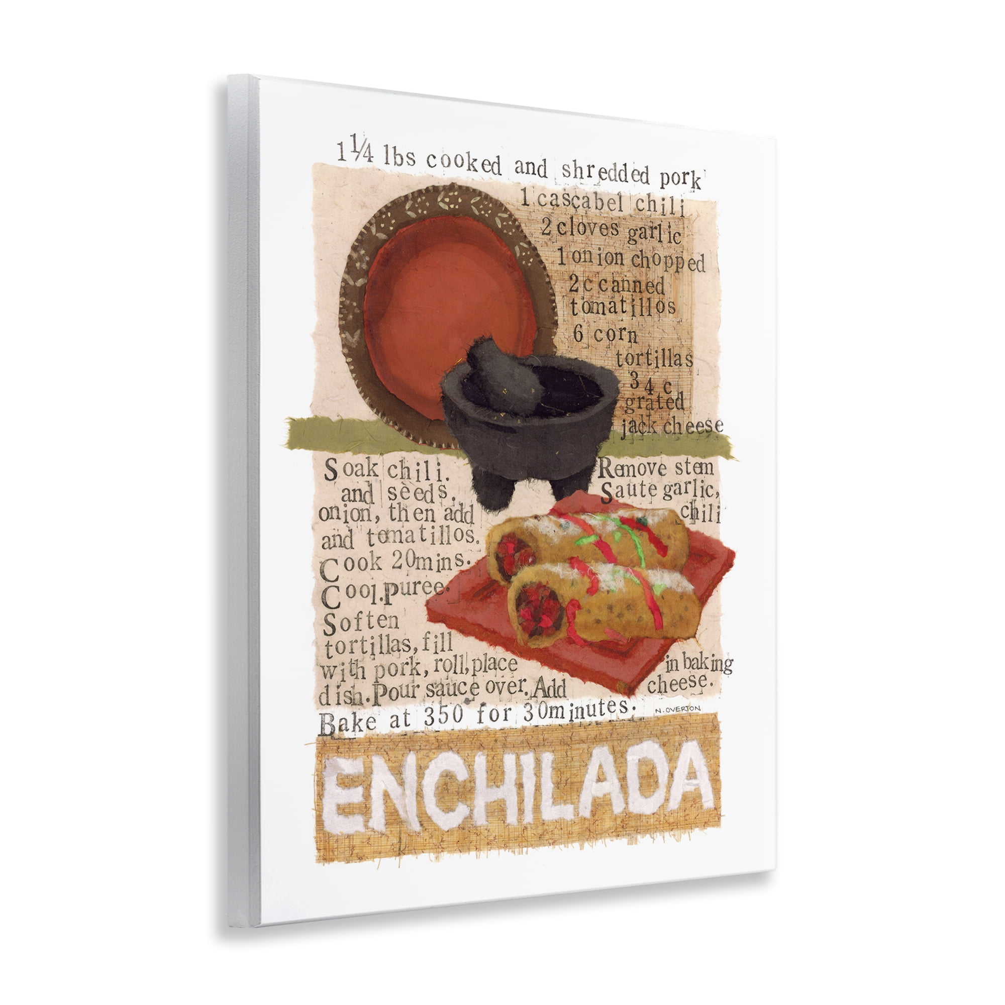 Stupell Industries Mexican Enchilada Recipe Food & Beverage Painting Unframed Art Print Wall Art, 11 x 14