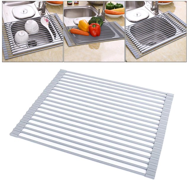 Estante de secado de platos multifuncional sobre el fregadero Escurridor de platos de cocina multiusos Estante de accesorios de cocina Organizador de Los 42x35cm Macarena Cesta del fregadero de cocina