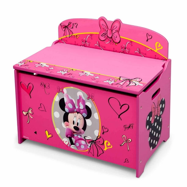 Disney Minnie Mouse Deluxe Wood Toy Box, Children S Toy Chests Wooden