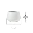 thumbnail image 3 of Serene Spaces Living Large White Fiberstone Pot, 12" Diameter & 8.5" Tall, 3 of 3