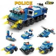 thumbnail image 1 of Mini tamaño 6 en 1 bloques de construcción DIY coche de policía camión de bomberos Castillo modelo ladrillos juguetes educativos para niños regalos,8612-6, 1 of 7