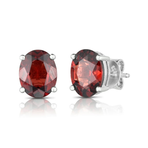 Sterling Silver 9X7OV Garnet Earrings