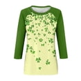 thumbnail image 4 of Dwralegc St. Patricks Day Shirts for Women Cute Plus Size Funny 3/4 Sleeve Shamrock Printed Irish Clover Graphic Tee Round Neck Lucky Saint Patrick's Casual Blouses Tunic Tops Beige 3XL, 4 of 5