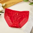 thumbnail image 2 of Red Lace Panties, Womens Plus Size Nylon Spandex Stretch Briefs, Mid Rise Breathable Everyday Underwear,Size L, 2 of 3