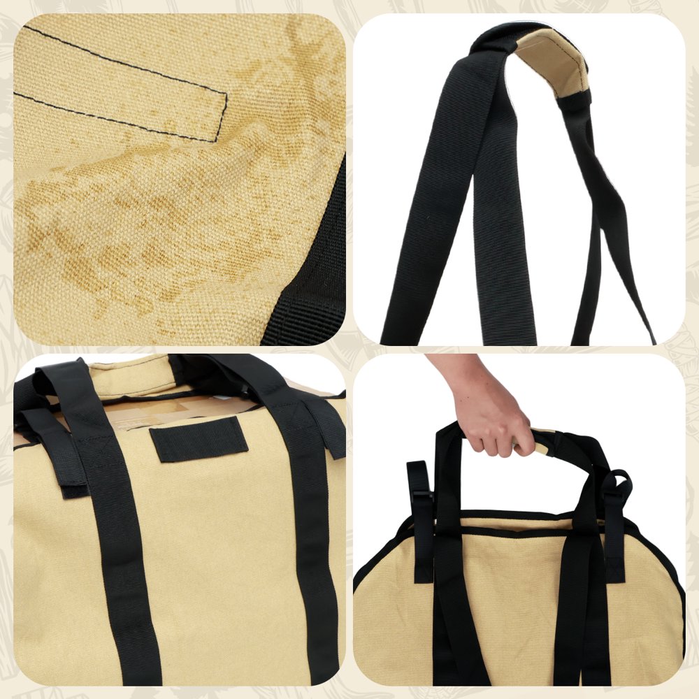 Sac De Transport Pour Bois De Cheminée Pliable – Toile Imperméable, Poignée Robuste, Rangement Bûches Intérieur/extérieur