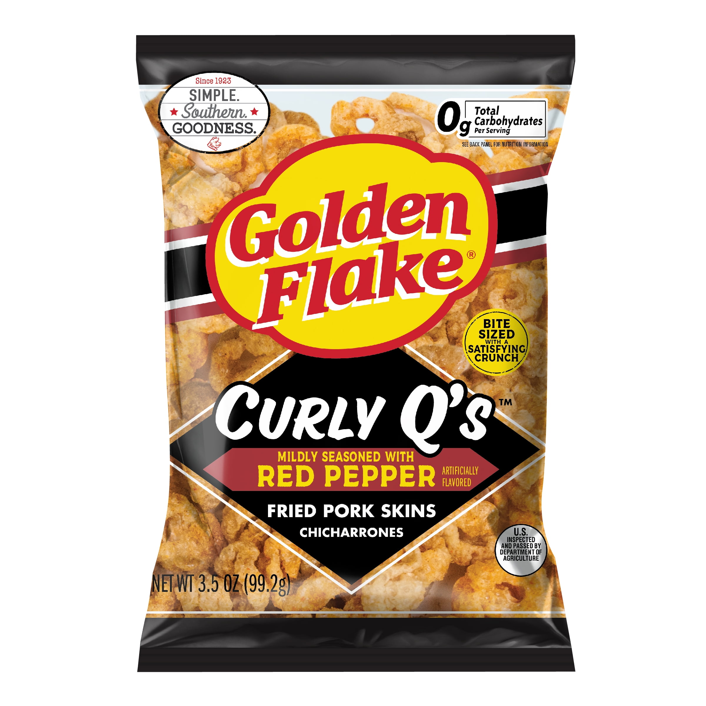 Golden Flake Red Pepper Curly Q Pork Skins 3.5oz