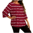 thumbnail image 2 of purcolt Women's Striped Oversized T Shirts 3/4 Sleeve Plus Size Tops Summer Casual Crew Neck Loose Fit Tunic Tops, 2 of 7