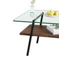 thumbnail image 4 of Modern Rectangle Coffee Table with Tempered Glass Top and Black Metal Legs, Durable Living Room Accent Table, Easy Clean Smooth Edges, 4 of 9