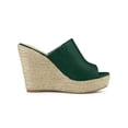thumbnail image 3 of BLISSFUL STEP Women's Shoes Wedge Heel Open Toe Espadrille Platform Mules Dark Green 8.5, 3 of 7