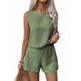 thumbnail image 2 of Women'S 2 Piece Vacation Outfits Sleeveless Tank Top and Matching Shorts Sets Green L, 2 of 10