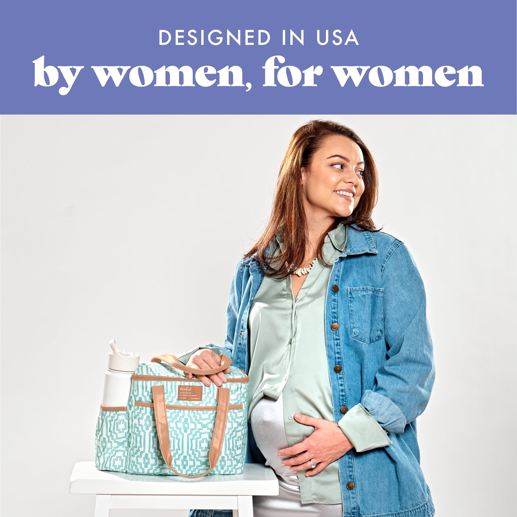 Fit & Fresh Mapleton Lunch Bag for Women, Lunch Cooler Tote, Reusable Insulated Lunch Bag, Art Deco Greeen