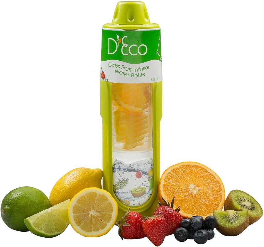 D'Eco Fruit Infused Water Bottle Glass Fruit Infuser (20 oz) with
