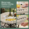 thumbnail image 5 of Round Outdoor Tablecloth with Umbrella Hole and Zipper, Bees Gnomes Tablecloth with Elastic Waterproof, Spring Floral Daisy Farmhouse Rustic Patio Table Covers for 31" - 35" Picnic Pool Tables, 5 of 9