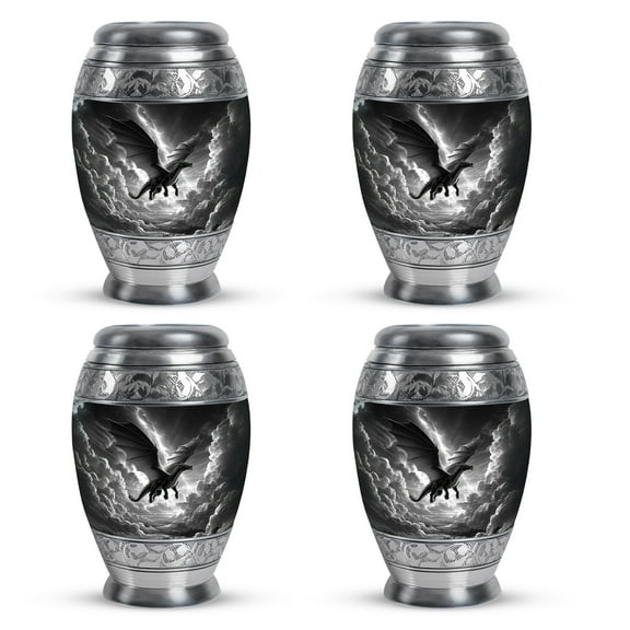 SABURIAL Dragon Urn - Small Funeral Urn - Adult Keepsake Burial Urns - 3 Inch Set Of 4 - Little Decorative Urns For Ashes Adult Male & Female